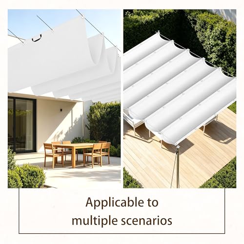 Voile ombrage rétractable vague en toile durable blanche 600x220cm - 3