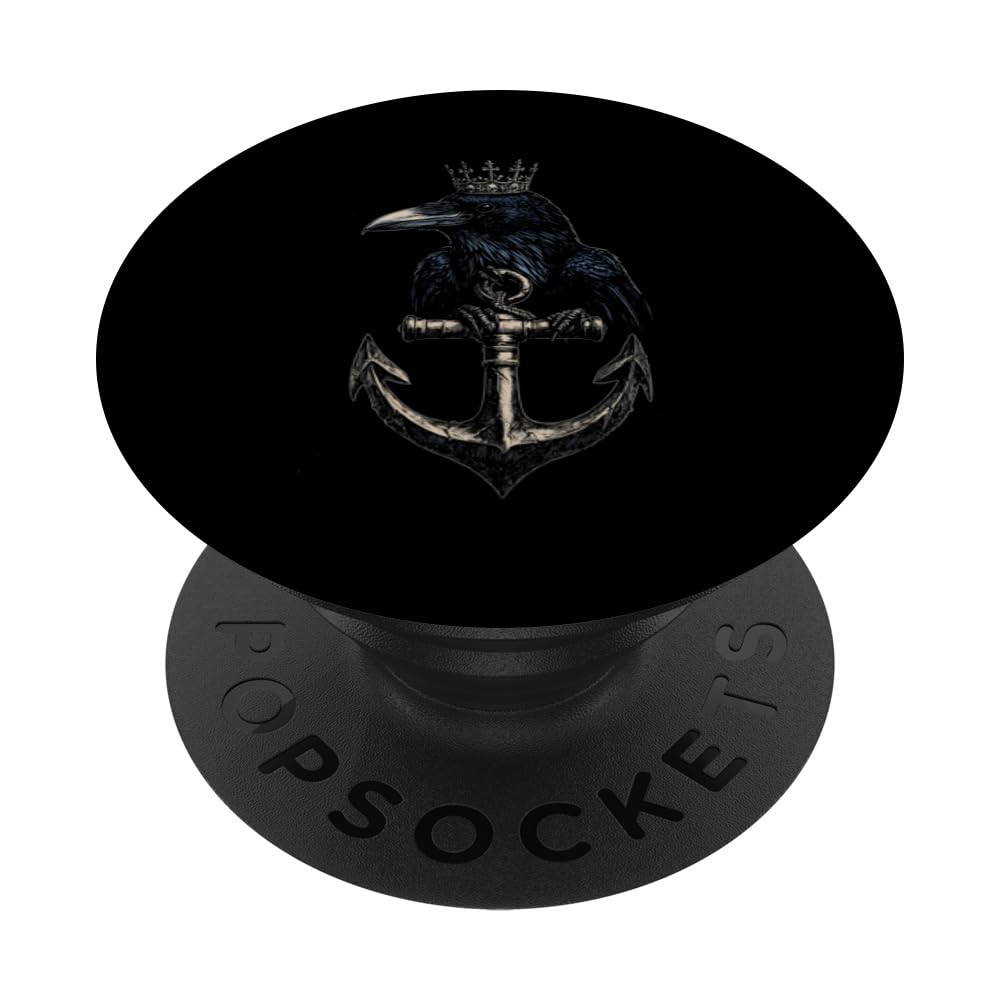IQTEERaven Bird Anchor Crown Cool Birdwatching Design PopSockets Adhesive PopGrip