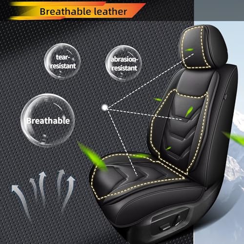 JIAMAOXIN Full Set Seat Covers for Ford Bronco Sport 2021-2024 2025: Breathable Leather Car Seat Covers Cushion (5 Seat Full Set,Black) by JIAMAOXIN - Image 6