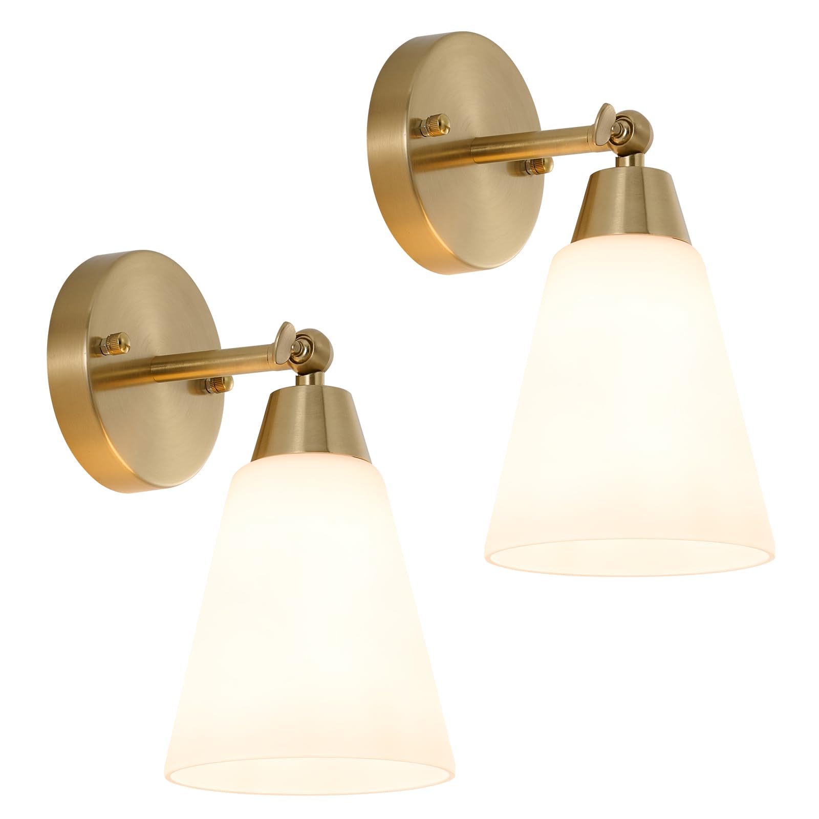 Photo 1 of MWZ Gold Wall Sconce Lighting with White Glass Shade
