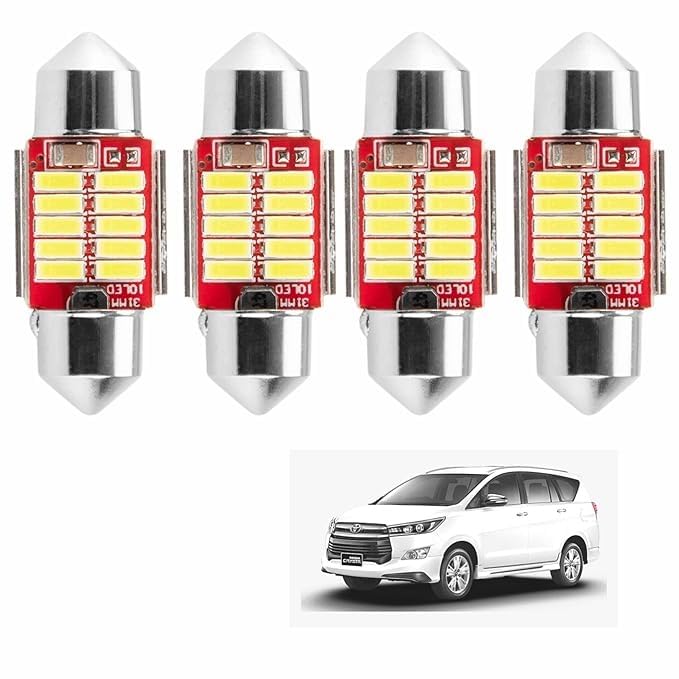 10 SMD Super Bright LED Car Interior Roof Reading Dome Light Bulb, 5W, Pack of 4, for Toyota Innova Crysta-image-32