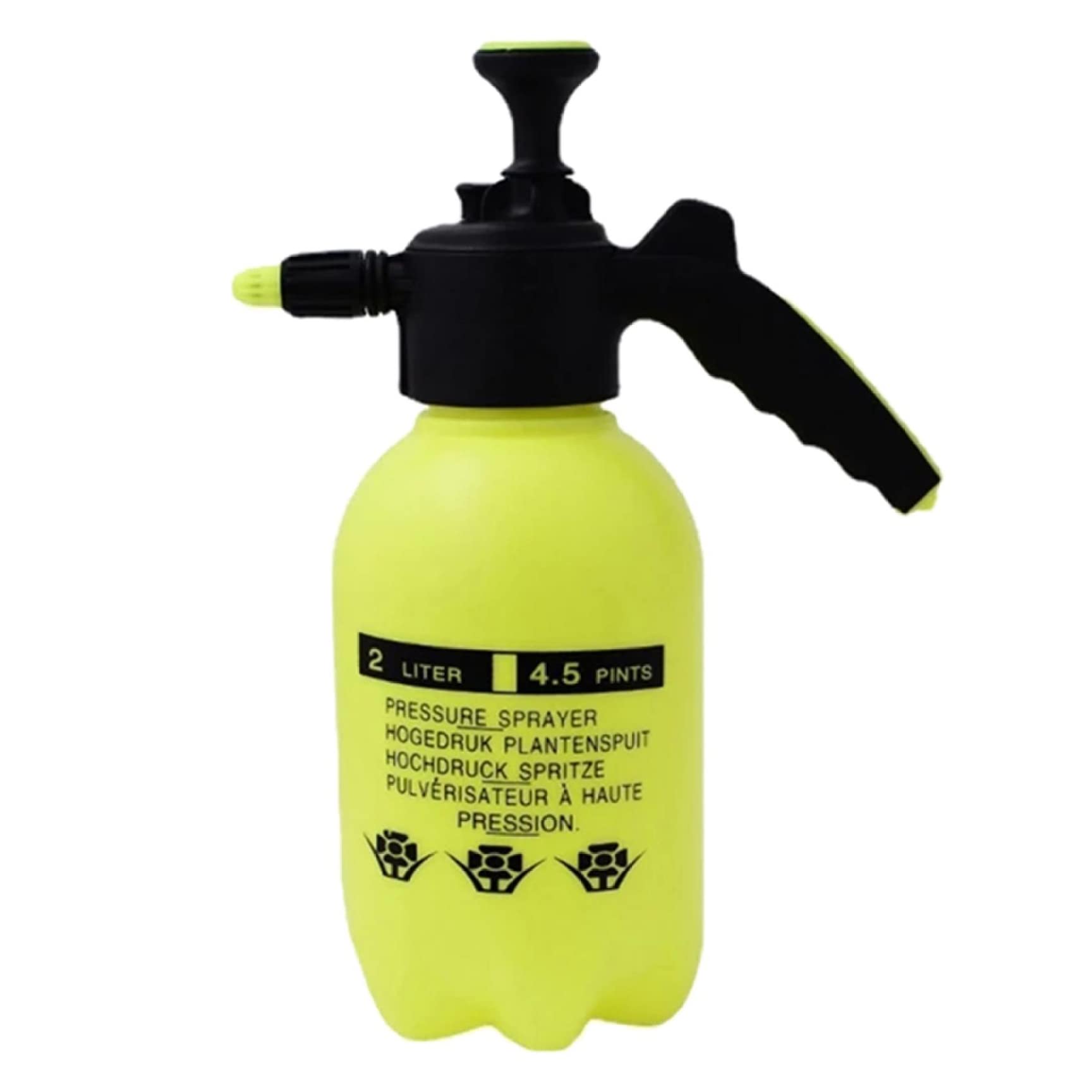 NASSMOSSE Handheld Pressure Spray Bottle Portable Garden Pump Sprayer with Adjustable Nozzle Chemical 2L Yellow