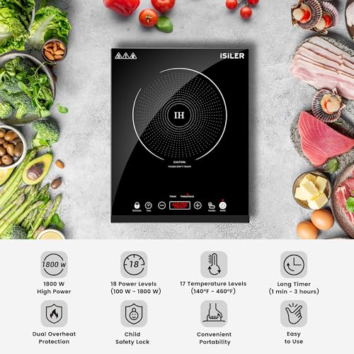 image for Portable Induction Cooktop, iSiLER 1800W Sensor Touch Electric Inducti