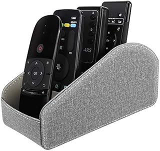 MoKo Remote Control Holder, Leather TV Remote Organizer Remote Caddy Desktop Organizer 5 Compartments for Remote Controllers, Office Supplies, Media Accessory Storage & Organizer - Dark Gray