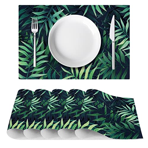 Set de table feuille tropicale de 30x46 cm antidérapant et résistant pour l'été - Lot de 6 - 3
