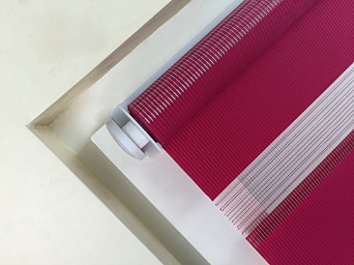 Doppelrollo Duo Rollo Jalousie Seitenzug Rollo Kettenzugrollo von Mass-Gardinen-Shop, Klemmfix ohne Bohren mit Klemmträger 75x150cm (Fuchsia) - 6