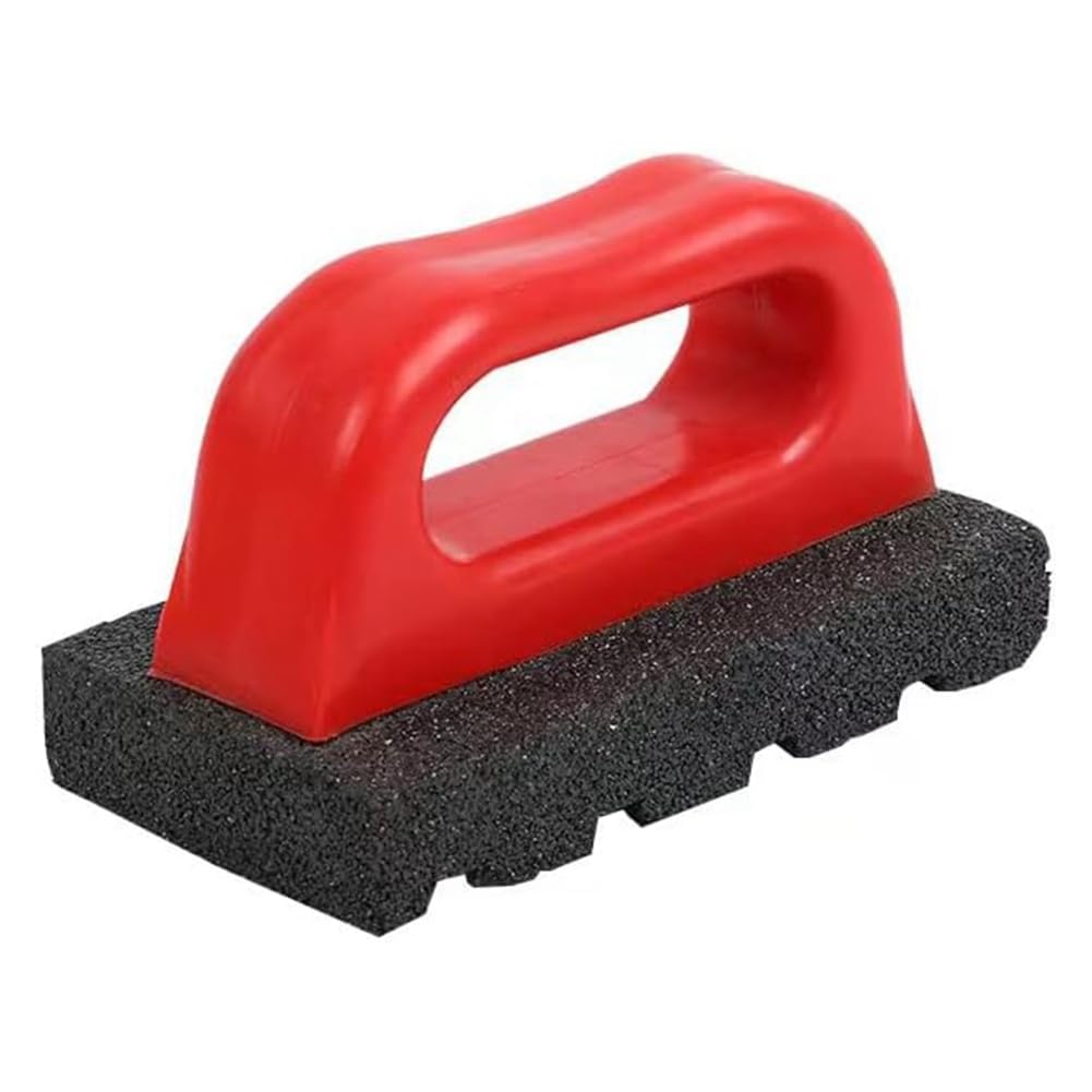 Sknrlko Masonry Rubbing Brick, Fluted Rub Bricks, 20 Grit, Plastic Handle, Red