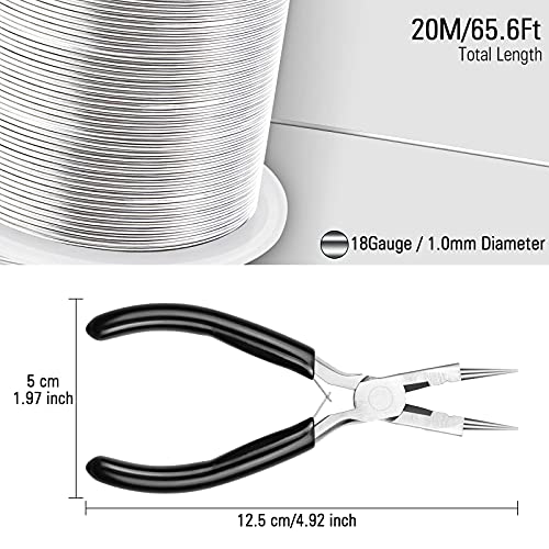 Modacraft 18 Gauge Silver Jewelry Wire & 4-in-1 Pliers Kit - 65FT Anti-Tarnish Craft Wire (1mm) for Wire Wrapping, DIY Jewelry, Christmas Ornaments & Holiday Decor2
