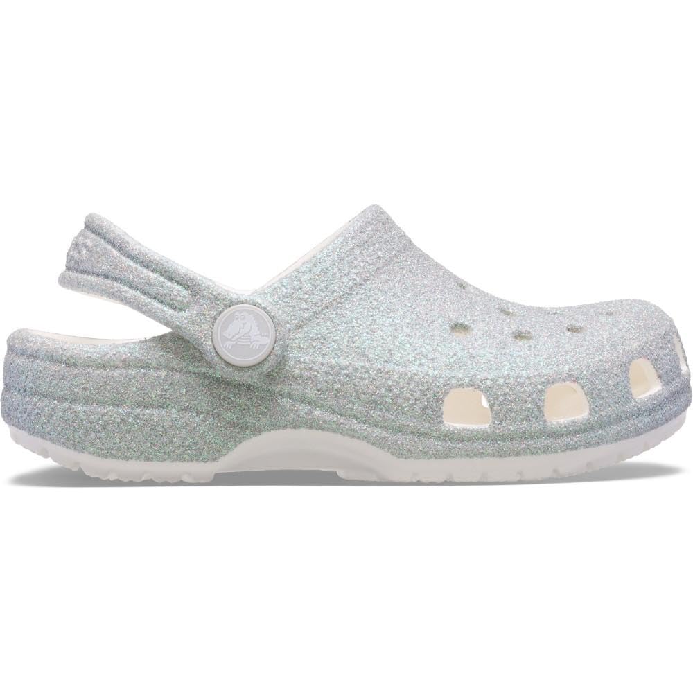 Crocs Unisex Kids Classic Glitter Clogs White Size 2 (34)