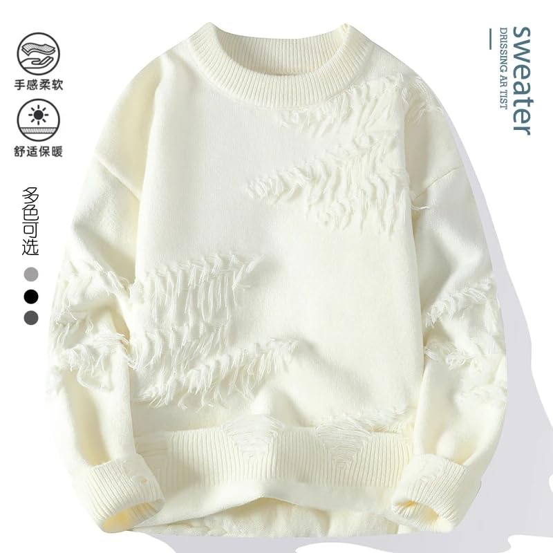 Men's Knitted Sweater Autumn Solid Color Pullover Men Round Neck Wool Sweaters Mens2