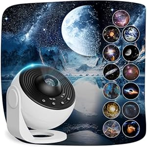 Macchiatto Upgrade sternenhimmel projektor, Galaxy Projector Lamp with 13 Planet Discs, LED Sternenhimmel mit Timer, Planetarium Projector for Room Decor, Sternenprojektor für Kinder Erwachsene-Weiß