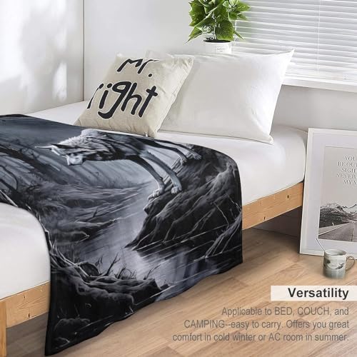 Plaid loup canape couverture flanelle douce pour soiree cocooning