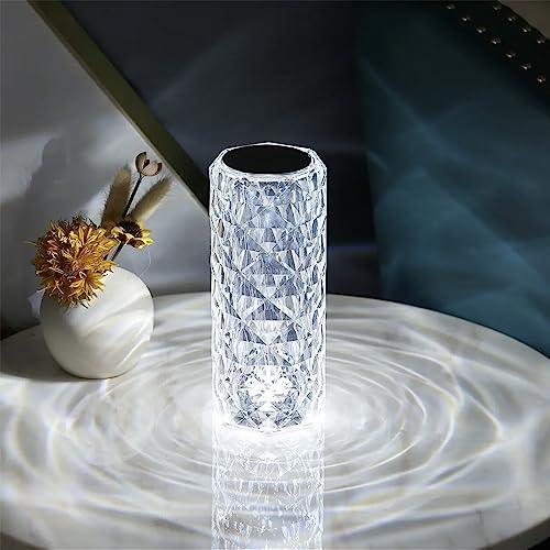 Leroxo Portable Crystal Table Lamp,3 Color Touch Control Rechargeable Lamp,3-Levels Brightness Room Decor Desk Lamp,Crystal Rose Bedside Lamp,Wireless Night Light,Bedroom,Dining Room Lamp #TOP3