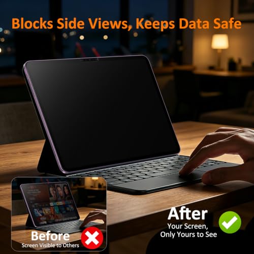 Image of EZ-GLAZ-2 Pack Privacy Screen Protector for iPad Air 13 Inch (M4 /M3 /M2 2024 /2025 /2026) - Landscape /Horizontal Viewing Privacy Mode, 9H+ Tempered Glass with Install Tool, Anti-Scratch, Pencil Compatible