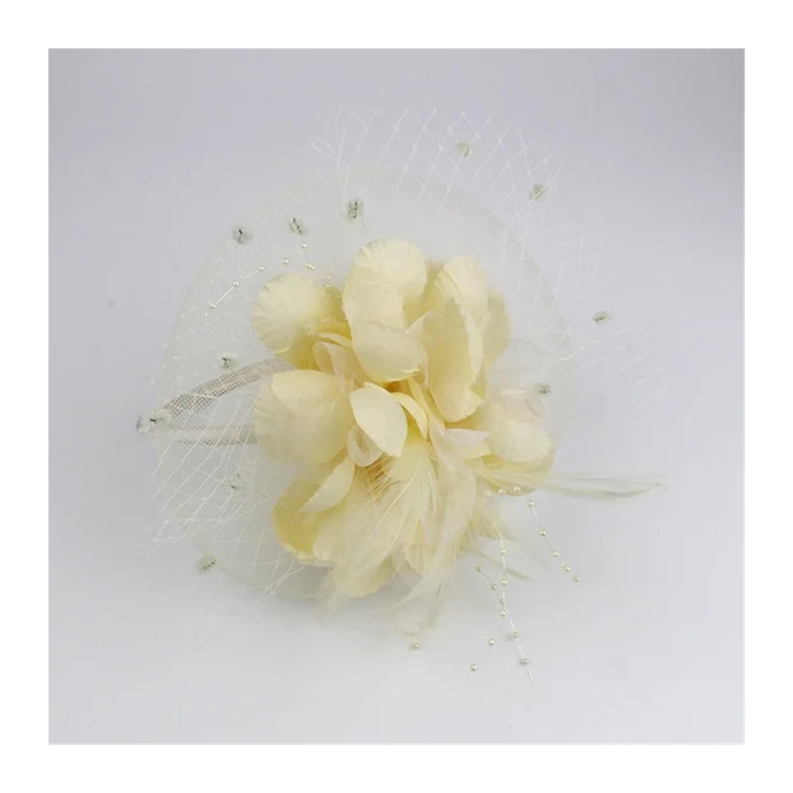 UALXPAO Wedding Hats Fascinator Feather Headpiece for Women, Floral Hat Cocktail Wedding Bridal Tea Party for Tea Party,Weddings(Beige)
