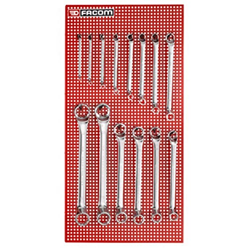 Jeu de 14 Clé polygonale contre coudées 6x7 à 38x42mm sur panneau d'atelier