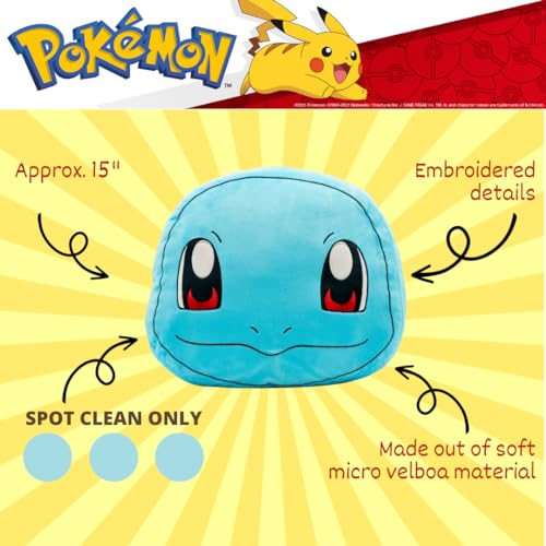 Image of Pokemon Squirtle Decorative Plush Pillow - Anime Bedding Accent for Kids - Super Soft, One Size - (Officially Licensed Product) by Franco