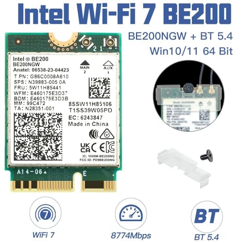 Image of New Wi-Fi 7 Intel BE200 Bluetooth 5.4 WiFi Card BE200NGW 2.4 /5 / 6 GHz 5.8 Gbps for Windows 11 PC Laptop