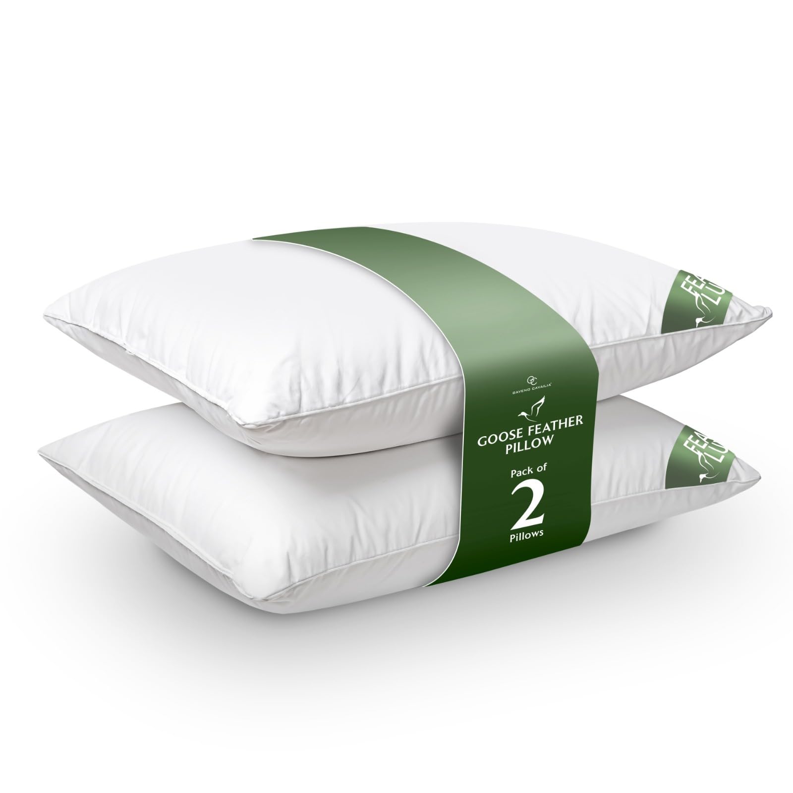 Gc Gaveno Cavailia White Goose Feather Pillows 2 Pack | Premium Hotel Quality Soft | Feather Pillows 2 Pack | Side Sleeper Bed Pillows | Hotel | Uk Size (48X74cm)