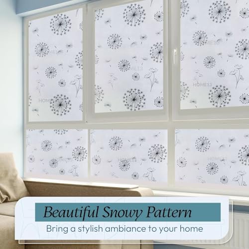 Image of HOME13 Window Privacy Film Frosted Glass Film Decorative Window Sticker Removable Window Film Home Office Privacy Film Window Coverings (White Snow, 1 Feet by 6 Feet)