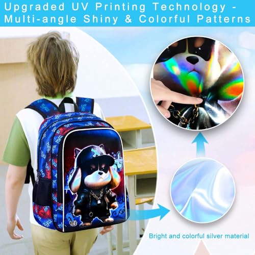 Image of 3PCS Dinosaur Backpack for Boys, 16 Inch Kids Water Resistant Preschool Elementary Kindergarten Bookbags and Lunch Box | Kids
