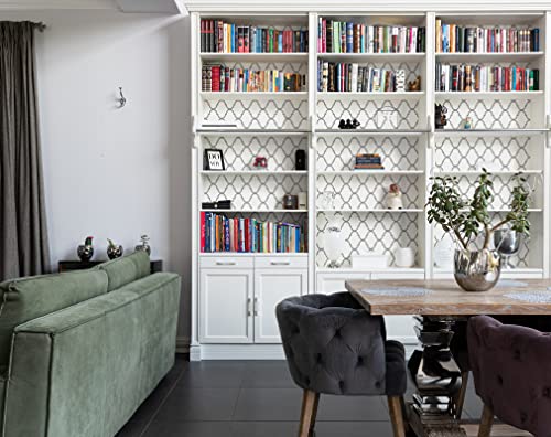 Peel And Stick Wallpaper White/Silver Trellis Removable Wallpaper Self Adhesive Modern Geometric Textured Contact Paper For Cabinets Bathroom Kitchen Wall Covering Vinyl 78.7Inx15.7In Renter Friendly #TOP6