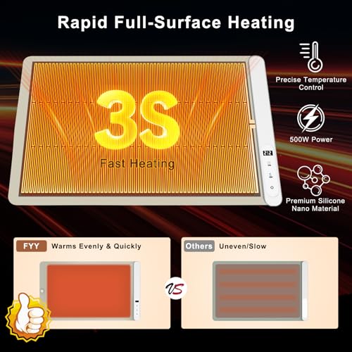 Image of FYY Warming Mat for Food - Rapid and Full Surface Heating, 6 Temp Settings, 6H Timer, Rollable Portable Food Warming Mat, Ideal for Gatherings, Parties, Keep Meal Warm (X Large Size, Khaki)