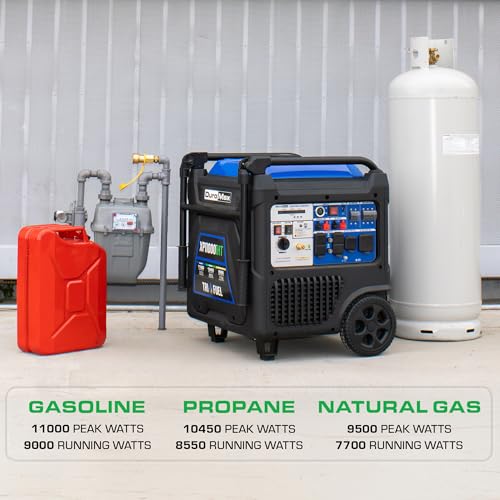 DuroMax XP11000iHT 11,000-Watt Tri Fuel Portable Digital Inverter Generator