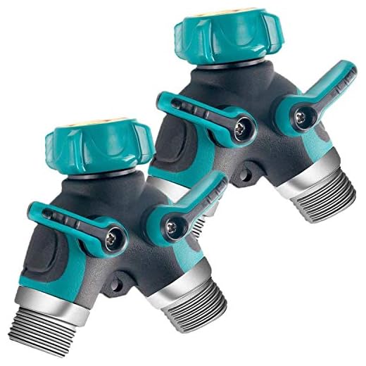 Riemex Metal Garden Hose Splitter Upgraded 2020, 2 Way Y Hose Connector, Easy Grip Splitter, Sturdy Connector with 3/4"Connector and Rubberized Grip for Garden, 2 Pack