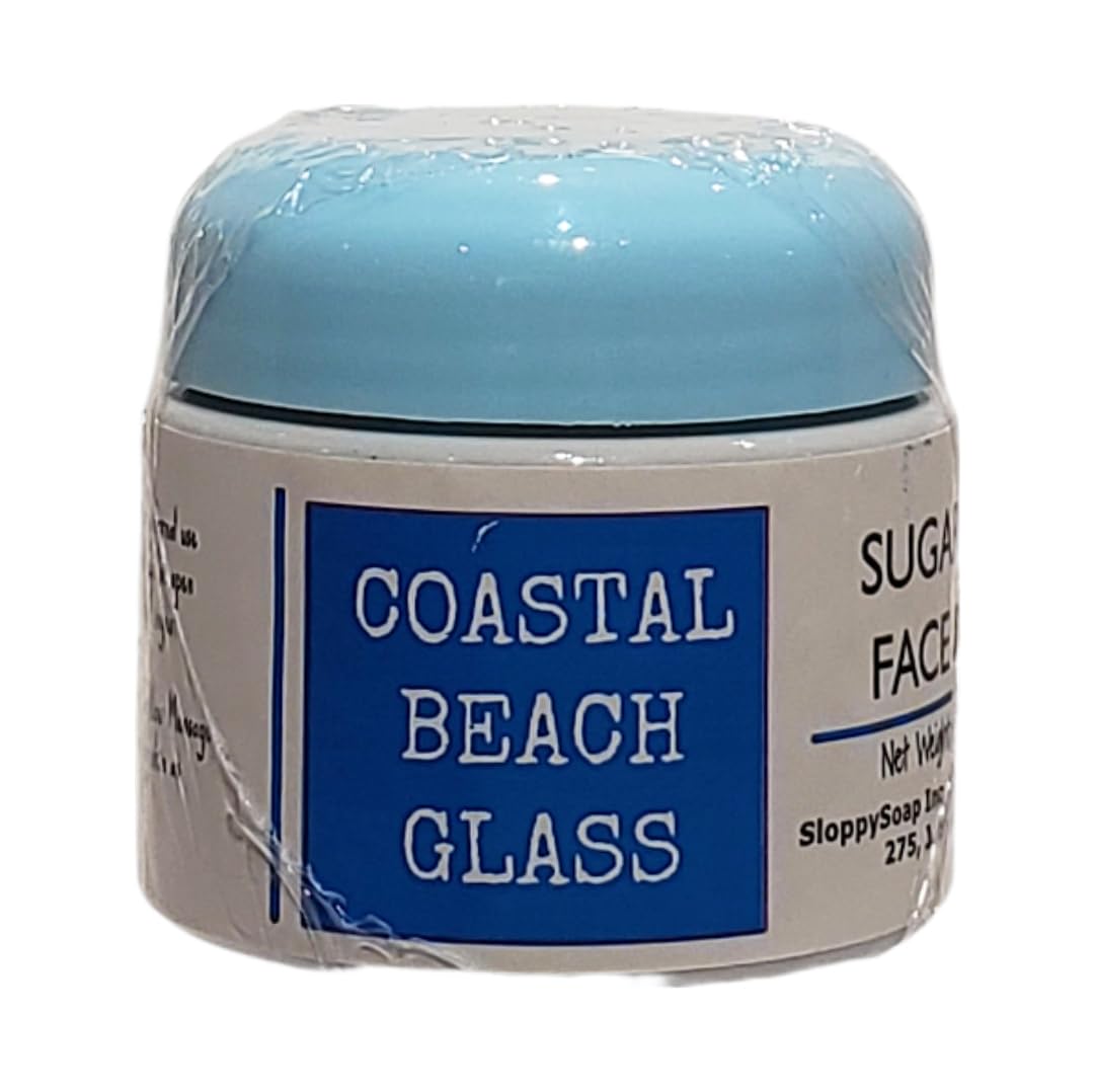Coastal Beach Glass Sugar Scrub Face and Body Exfoliator, 6 Oz, Blue