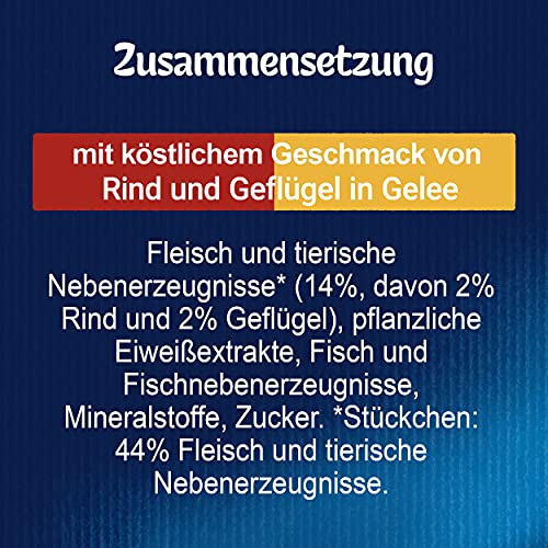 Felix So gut wie es aussieht Doppelt Lecker Katzenfutter nass in Gelee, mit Rind und Geflügel, 26er Pack (26 x 85g)