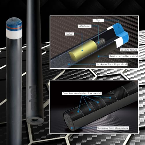 Tacón de billar de fibra de carbono 58 pulgadas con extensión miniatura 2