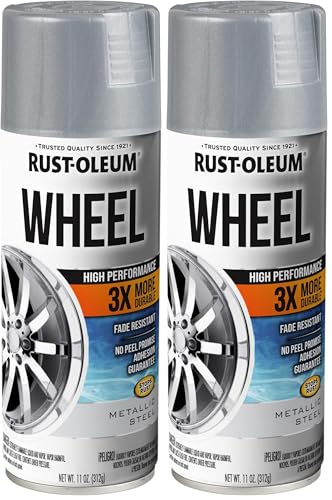 Rust-Oleum 366440 High Performance Wheel Spray Paint, 11 oz, Metallic Steel, (Pack of 2)