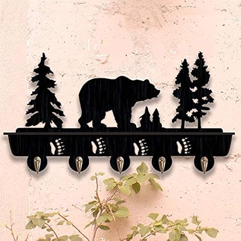 Fancylife Bear Feet Wall-Mounted Coat Hooks Hat Rack with 5 Vintage Metal Hooks, Hat Rack and Upper Wooden Storage Shelf, Entryway, Kitchen, Bathroom, Living Room,16inch, Black,11lbs Cover