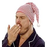 Widmann 9340R - Gorro de noche con pompón, accesorio de disfraz de sonámbulo para fiestas temáticas y carnaval, blanco y rojo