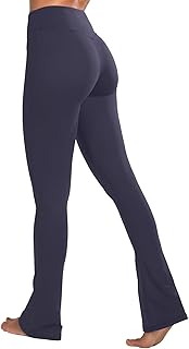 Sunzel Pantalones deportivos/leggings para yoga y ejercicio, informales, con control de abdomen, para mujer, de acampanado corto y de cintura alta