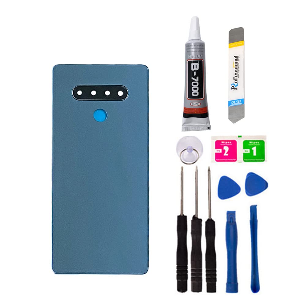 Replacement Repair Battery Back Glass Cover Back Replacement for LG Stylo 6 Q730, with Tape and Tools (No Fingerprint) (with Camera Lens) (Gray)