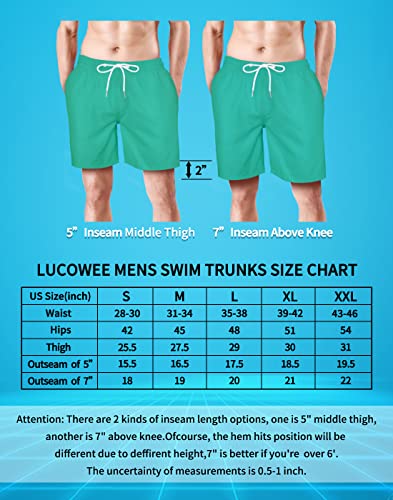 Lucowee Mens Swim Trunks With Compression Liner No Chafe Boxer Brief Lined Swimming Trunks Quick Dry Upf 50+ Stretchy 7 Inch Inseam Bathing Suit Shorts Bright Turquoise Medium #TOP5