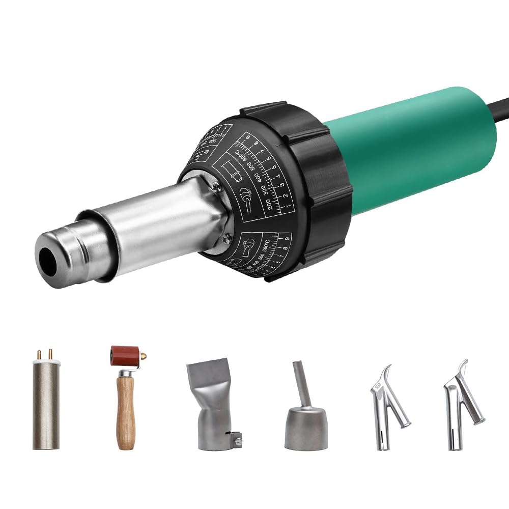 Hot Air Plastic Welder 1600W,Plastic Welding Roofing Kit Vinyl PVC TPO Welding Heating Gun Torch with Various Nozzles