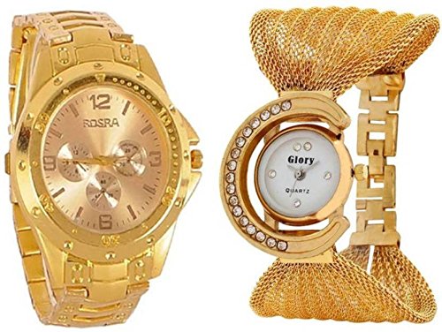 Gold Dial Girl's Analog Watch for Men & Women (Couple Watches)