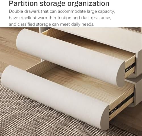 Cream 2 Drawer Nightstand - Wooden Bedside Table with Storage, Heavy Duty Side Table for Living Room, White Storage Cabinet, Stylish Home Furniture