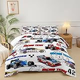 Cartoon racing car themed design, ignite the boy's driving passion: this racing car themed quilt is centered on a cartoon racing car pattern, incorporating track elements and dynamic speed lines, instantly transforming the bedroom into a small race t...