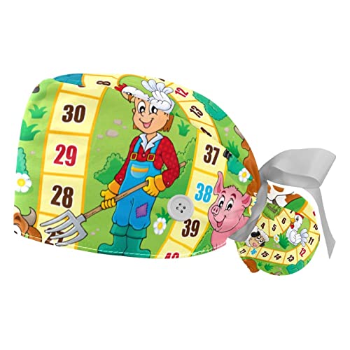 Chapeaux de travail pour hommes et femmes : lot de 2 bonnet bouffant animaux ajustables