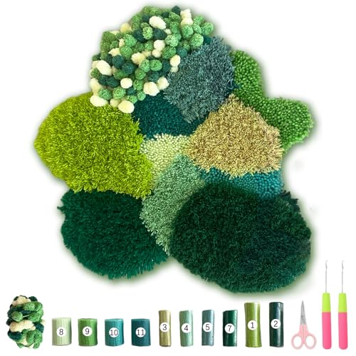msamiagfn 3D Moss Latch Hook Rug Kit (19x19in, Pattern A)