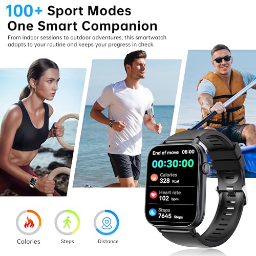Image of Smart Watch for Men Women, 1.83 inch HD Touchscreen Fitness Tracker, Bluetooth Notifications /Calls, IP68 Waterproof, 100+ Sport Modes, 24 /7 Heart Rate & Sleep Monitor for iPhone Android iOS