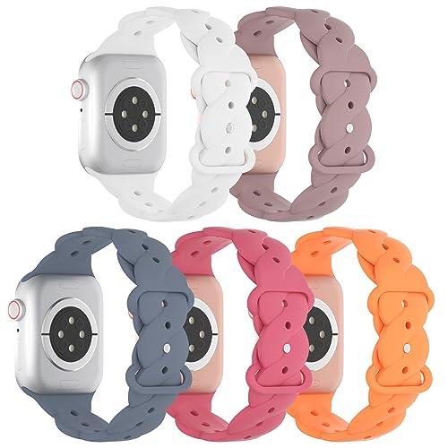 STEEZRD 5 Pack Sport Silicone Bands Compatible for Apple Watch Band 38mm 40mm 41mm 42mm 44mm 45mm 49mm, Soft Strap Replacement Adjustable Wristbands for iWatch Ultra Series 8/7/SE/6/5/4/3/2/1 Women