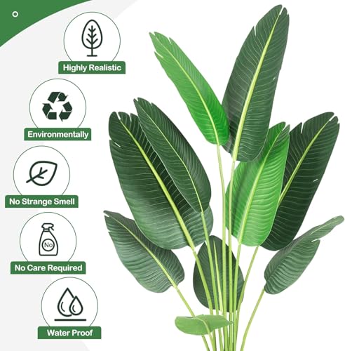 GarveeHome 60 inchs Artificial Tree Bird of Paradise Artificial Plant with 10 Trunks Fake Tree - 5 Feet Faux Plants Fake Banana Tree Plant with Pot Artificial Trees for Home Decor Indoor Outdoor
