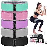 PLEASION Bandas Elasticas Musculacion Fitness, Set de 5 Gomas Elasticas Musculacion Antideslizantes de Tela, Cintas elasticas musculacion de Resistencia para Crossfit Yoga Pilates Glúteos Piernas