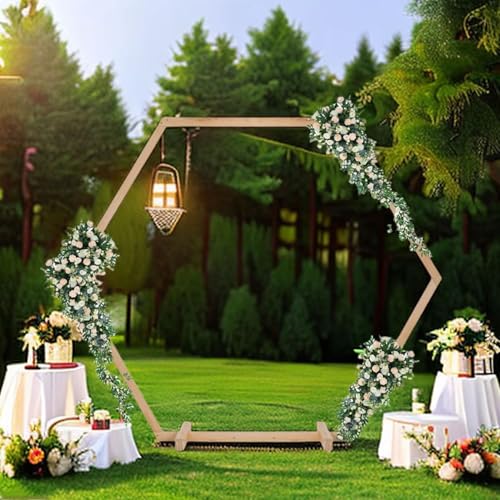 Hochzeitsbogen aus Holz, sechseckig, Blumenständer, Zeremonie, Torbogen, Dekoration, rustikale Laube, Fotografie, Hintergrundständer, Gartendekorationen