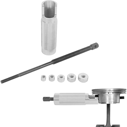 MOTO4U Piston Pin Puller, Plungers Remover Tool Heavy Duty Wrist Pin Puller-Short Skirt Piston Tool with 5 Adapters Piston Bolts (11mm, 13mm, 16mm, 19mm, 22mm) for Small Engine Repairs in Sliver